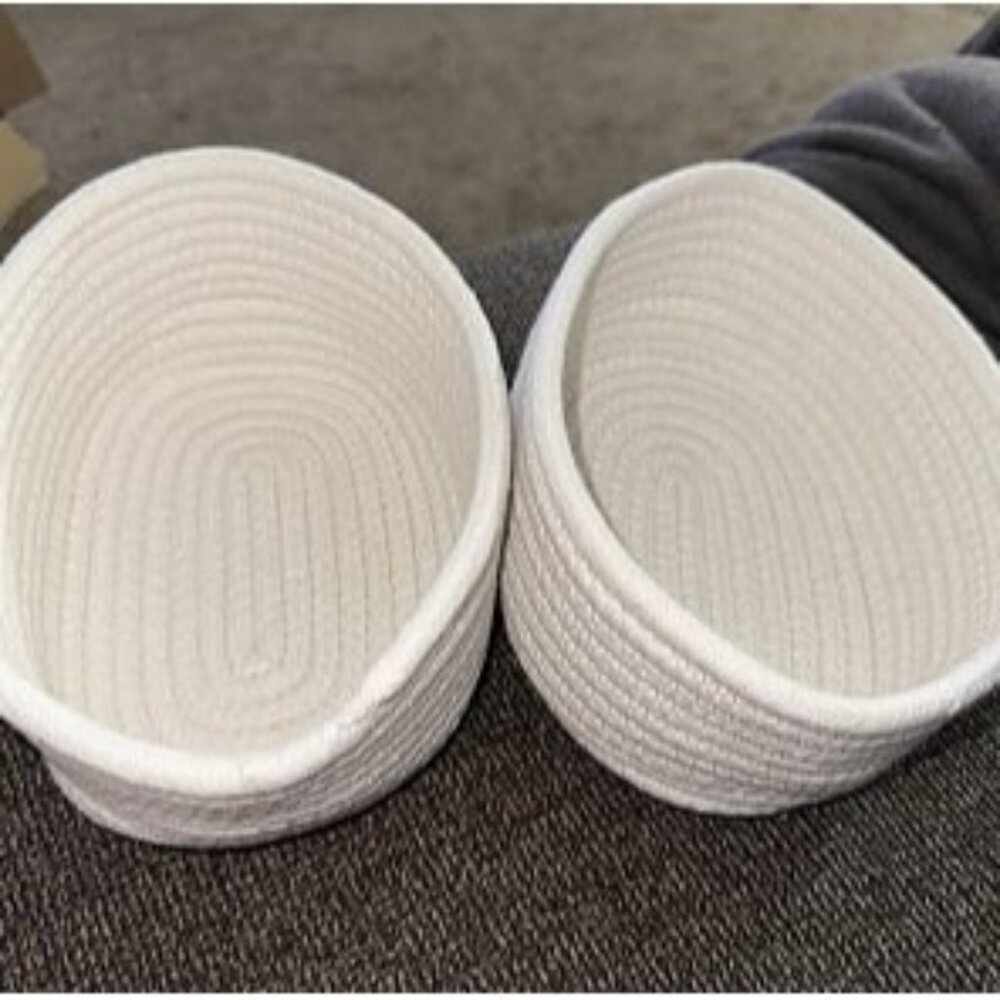 2 Pack Small Storage Baskets, Natural Cotton Rope Woven Baskets